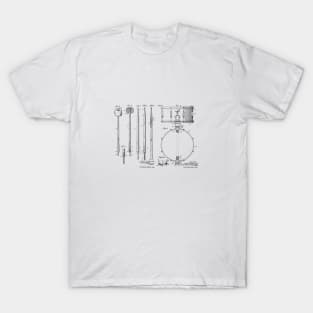 Drumsticks and Snare Drum Combo Vintage Patent Prints T-Shirt